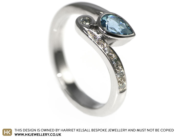 Beautiful aquamarine and diamond engagement ring