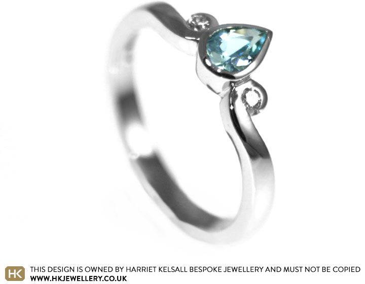 Amanda's beautiful pear cut aquamarine engagement ring