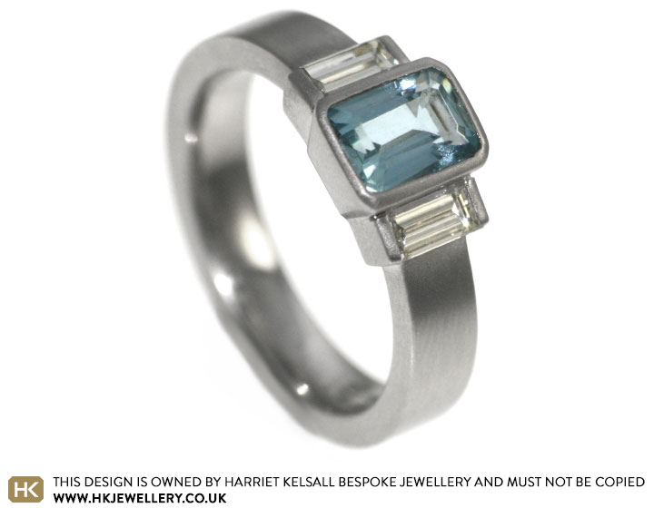 Graham and Sarah's aquamarine and diamond enagagement ring