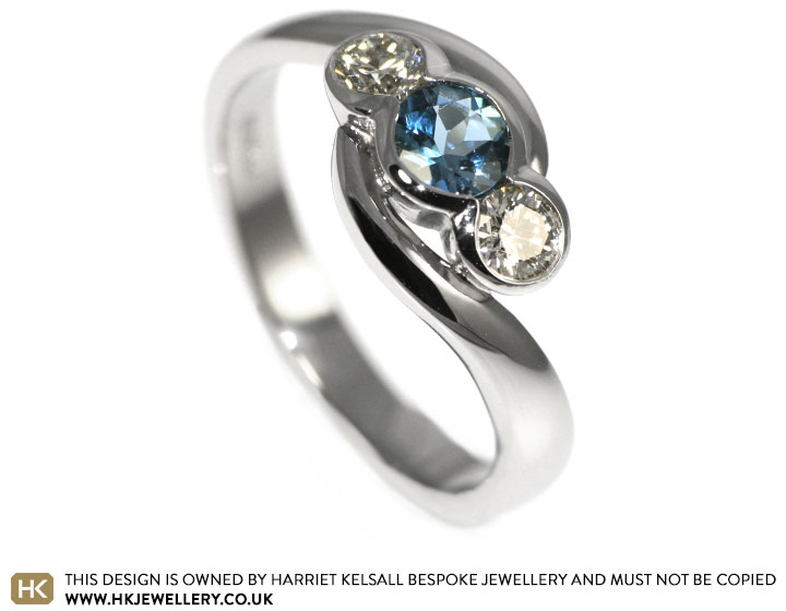 Christabel's duck egg coloured aquamarine trilogy ring