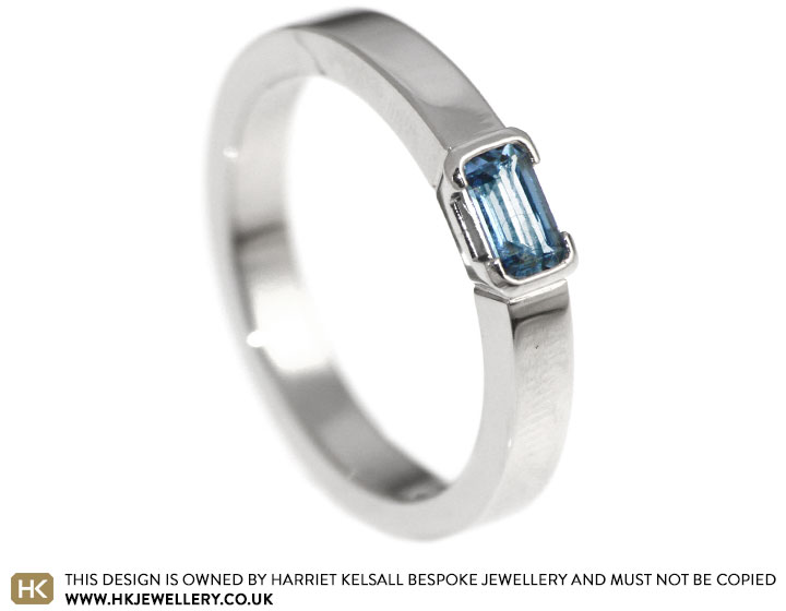 Emily's stunning aquamarine and palladium engagement ring