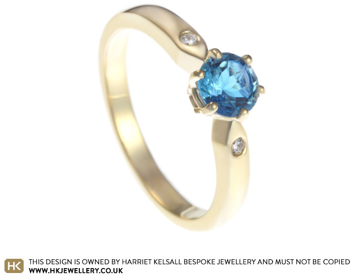 Andrew's surprise stunning Aquamarine and 9ct yellow gold engagement ring