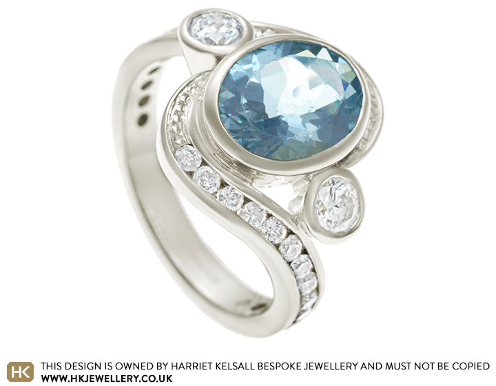 Nicola's redesigned aquamarine and diamond ring 