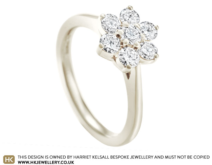 Sue's flower shaped 0.77ct diamond dress ring