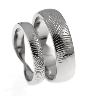 Finger Print Engraved Wedding Rings