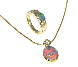 Opal necklace and ring