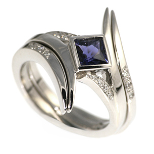 Dragon inspired iolite engagement ring