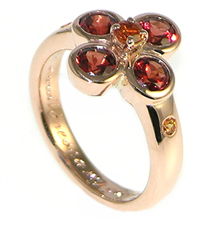 Garnet Flower Inspired Engagement Ring