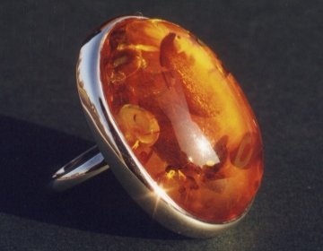 Amber and Sterling silver ring.