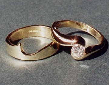 A fitted wedding ring in 18ct yellow gold.