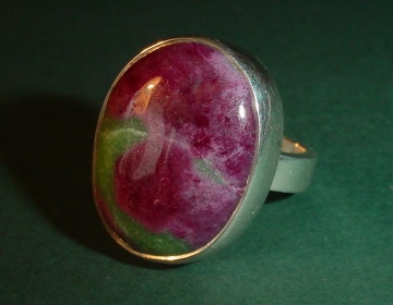 Sterling silver and organic ruby matrix ring.