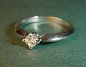 Platinum solitaire with a 0.22ct princess cut HSI diamond