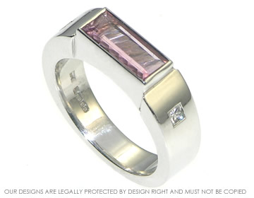 9ct white gold  pink tourmaline and diamond engagement ring