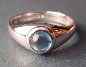 Smooth sterling silver ring with London blue topaz