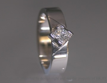 18ct white gold Art deco inspired 0.24cts princess cut solitaire