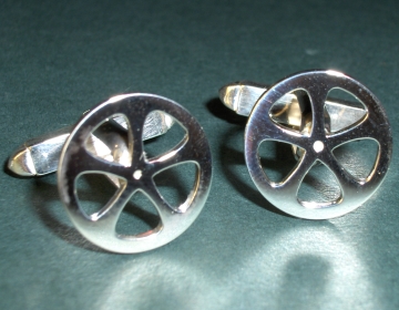 Bespoke silver wheel cufflinks