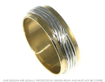 9ct white and gold wedding ring with threads of precious metal