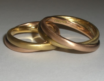 Bespoke yellow and rose gold wedding bands