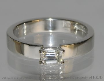 Simple platinum solitaire with emerald cut 0.37cts diamond