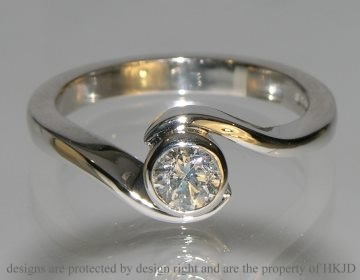 ring 18ct engagement swirl solitaire diamond gold