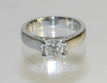 Bespoke platinum and princess cut diamond engagement ring