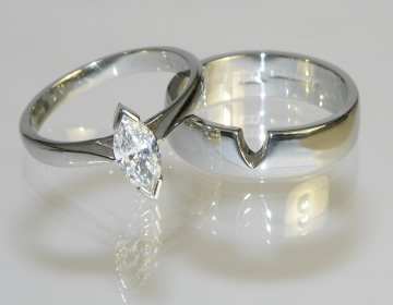 Bespoke fitted wedding ring and engagement ring