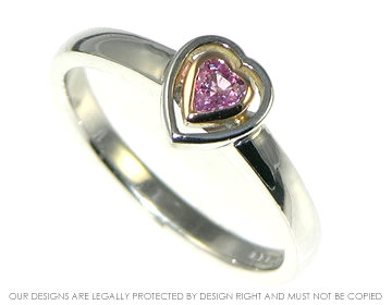 9ct white and rose gold, 3mm 0.16ct pink sapphire engagement ring