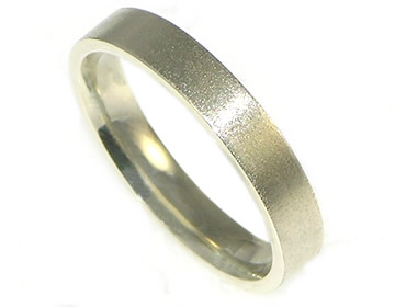 9ct white gold wedding ring with a hand applied Tunstall finish