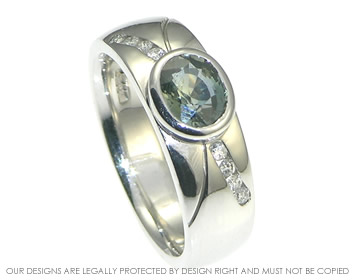 18ct white gold 1.29ct oval green sapphire engagement ring 