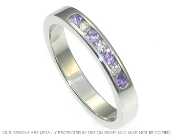 9ct white gold engagement ring with amethysts and diamonds