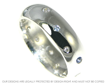 9ct white gold eterity ring with scattered diamonds and sapphires. 