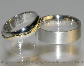 Pair of platinum wedding rings
