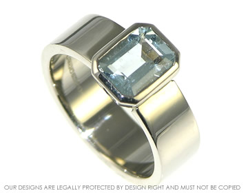 18ct White Gold emerald cut aquamarine engagement ring. 