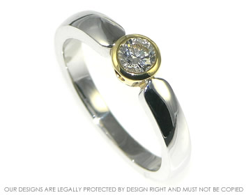 18ct white and yellow gold diamond solitaire engagement ring