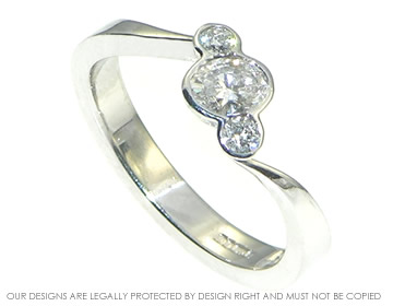 18ct white gold 3 stone diamond engagement ring. 