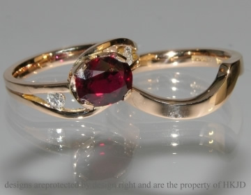 Stunning ruby and diamond 18ct rose gold commissioned engagement ring