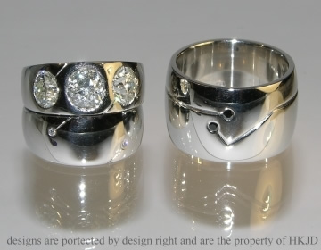 Platinum and diamond commissioned wedding rings 