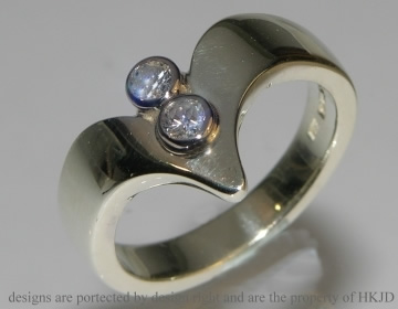 9ct white gold engagement two stone ring using customers own diamonds