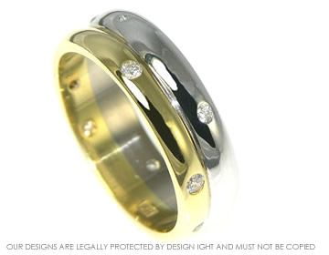 18ct yellow and white gold 'scattered' diamond eternity ring