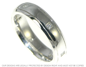 18ct white gold eternity ring with six princess cut HSI 2mm diamonds