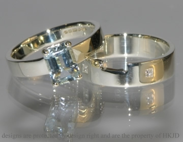 9ct white gold pair of commissioned wedding rings