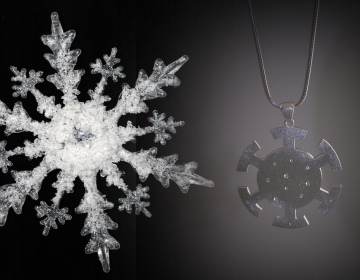 Large 9 ct white gold and diamond Snowflake pendant