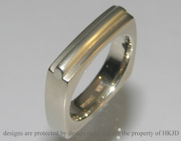 18ct white gold square ring with overlay.