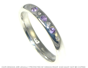 9ct white gold eternity ring with amethyst and diamonds