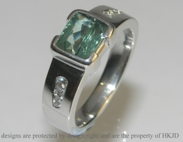 Bespoke dramatic platinum, tourmaline and diamond dress ring