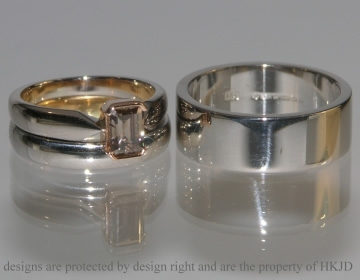 Pair of 18ct white gold commissioned wedding bands 