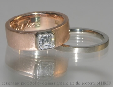 Commissioned satinised 18ct white gold wedding bands 