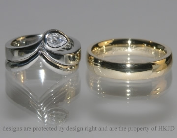 Pair of commissioned engagement and fitted wedding rings