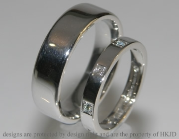 Pair of commissioned platinum wedding rings