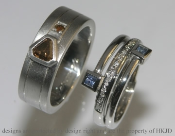 Pair of platinum commissioned wedding bands 